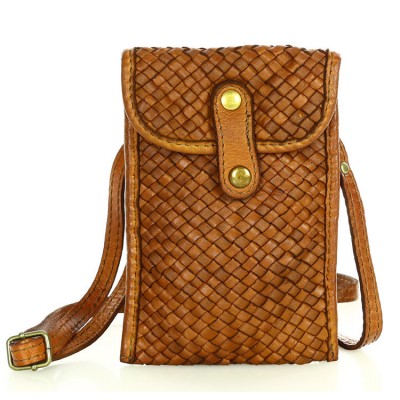 Kleine Damen Handytasche Leder schwarz grün braun für gürtel